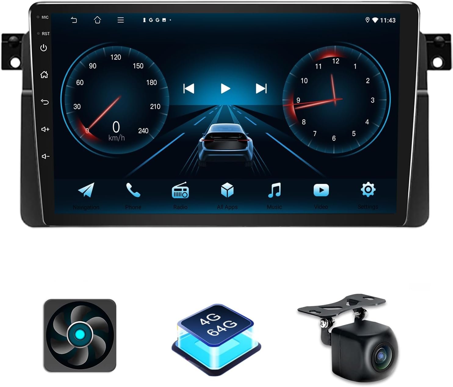 6145Vn3JbUL._AC_SL1500_ Radio Auto Android 4+64GB pentru BMW Seria 3 E46 1999–2005 cu CarPlay Wireless, Navigație GPS Android 9 Inch pentru BMW E46, Bluetooth, WiFi, DSP, Control Volan