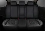 SanQing, huse de lux din piele PU pentru scaune spate auto, pernă protectoră pentru podelele scaunelor din spate auto, compatibile cu 90% din vehicule, 4 sezoane (spate negru)