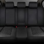 Huse Scaun Spate Piele PU – Universale, 4 Sezoane, Negru SanQing, huse de lux din piele PU pentru scaune spate auto, pernă protectoră pentru podelele scaunelor din spate auto, compatibile cu 90% din vehicule, 4 sezoane (spate negru)