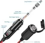 Cablu prelungitor Thlevel 12 V, priză brichetă, 2 metri, cablu 20AWG, adaptor încărcător auto, impermeabil, cu siguranță 15A, pentru dispozitive de alimentare 12V/24V, camion, autoutilitară, autorulotă