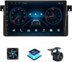 Radio Auto Android 4+64GB pentru BMW Seria 3 E46 1999–2005 cu CarPlay Wireless, Navigație GPS Android 9 Inch pentru BMW E46, Bluetooth, WiFi, DSP, Control Volan