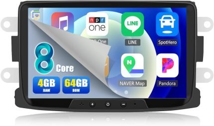 Radio Auto 8 Core CAMECHO 4G + 64GB Android 13 pentru Renault Dacia Logan Duster Sandero Lodgy Capture Symbol Lada Xray cu Navigație Carplay Android, Ecran Dublu DIN 8 Inch Touchscreen cu Bluetooth 5.0