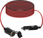 Cablu prelungitor Thlevel 12 V, priză brichetă, 2 metri, cablu 20AWG, adaptor încărcător auto, impermeabil, cu siguranță 15A, pentru dispozitive de alimentare 12V/24V, camion, autoutilitară, autorulotă