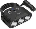 Adaptor brichetă auto 12 V, 120 W, încărcător auto, 3 prize multiple, splitter, cablu de încărcare DC 24 V cu 3 porturi USB pentru încălzirea scaunului telefonului mobil, GPS, cameră de bord, navigație prin satelit