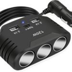 Adaptor brichetă auto 12 V, 120 W, încărcător auto, 3 prize multiple, splitter, cablu de încărcare DC 24 V cu 3 porturi USB pentru încălzirea scaunului telefonului mobil, GPS, cameră de bord, navigație prin satelit