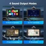 Alpinetech Afișaj auto Android și Carplay, Android de 7 inci cu cameră video spate, ecran tactil IPS, Bluetooth AUX FM, link oglindă, Siri, afișaj Buddy pentru toate vehiculele