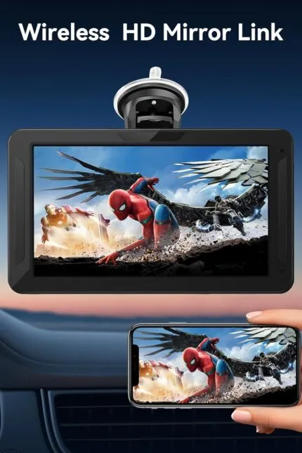 Ecran auto Android wireless de 7 inch cu ecran tactil, radio auto portabil Carplay cu ecran Android cu AUX/FM, navigație GPS, Siri, Mirror Link, Bluetooth pentru toate vehiculele
