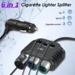 Adaptor brichetă auto 12 V, 120 W, încărcător auto, 3 prize multiple, splitter, cablu de încărcare DC 24 V cu 3 porturi USB pentru încălzirea scaunului telefonului mobil, GPS, cameră de bord, navigație prin satelit