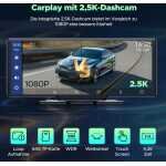 LAMTTO Wireless CarPlay Android Car, Radio auto portabil de 9,26 inci cu cameră frontală/spate 2.5K + 1080P, ecran Carplay pentru mașină cu 64G TF, Bluetooth, navigație, Mirror Link, Siri/G00gle, AUX/FM