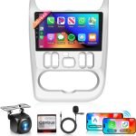Radio Auto Android 13 2 DIN cu 2G + 64G, CarPlay Wireless pentru Renault Logan 1 Sandero 2009-2015 Dacia Duster 2010-2017, Radio Auto 9 Inch cu Navigație Android, GPS, WiFi, Bluetooth, FM/RDS/EQ/SWC, Cameră Spate