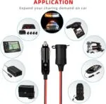 Cablu prelungitor Thlevel 12 V, priză brichetă, 2 metri, cablu 20AWG, adaptor încărcător auto, impermeabil, cu siguranță 15A, pentru dispozitive de alimentare 12V/24V, camion, autoutilitară, autorulotă