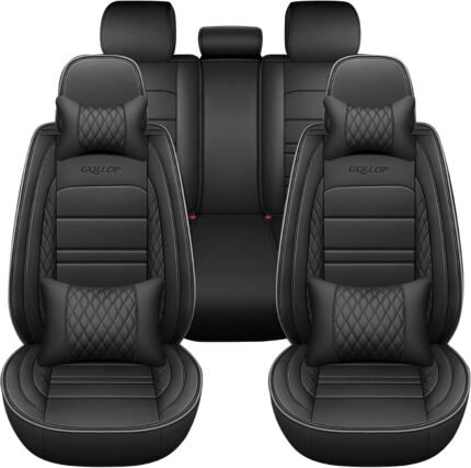 Huse auto din piele, față și spate, 5 bucăți, huse pentru scaune auto, complet impermeabile, din piele ecologică, cu pernă pentru cap și spate, scaun Honda, pentru majoritatea vehiculelor, limuzinelor și SUV-urilor