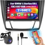 Inefala Radio Android 2+64G cu CarPlay pentru BMW Seria 1 E81 E82 E87 E88 (2008–2012), Ecran Tactil de 9 Inch, cu CarPlay și Android Auto Wireless, Suport Navigație GPS, Mirror Link, RDS, AHD, Wi-Fi, DSP