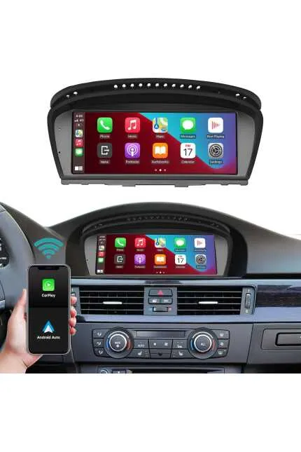Ninetom Radio Auto 8,9 Inch, CarPlay/Android Auto/Mirrorlink/GPS pentru BMW 3/5 Seria CIC E60 E61 E90 E91 E92 (2010–2012), Ecran Tactil, Receptor Multimedia cu DSP Integrat