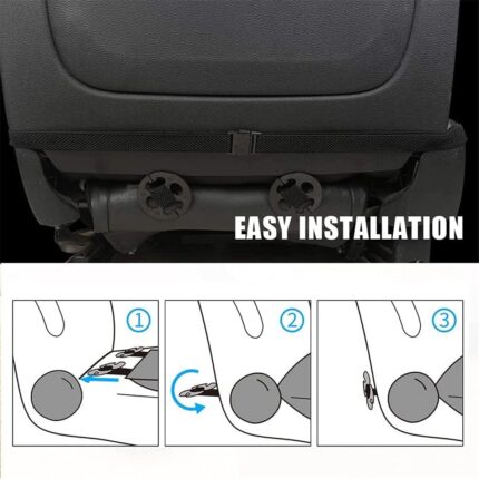 SanQing, huse de lux din piele PU pentru scaune spate auto, pernă protectoră pentru podelele scaunelor din spate auto, compatibile cu 90% din vehicule, 4 sezoane (spate negru)