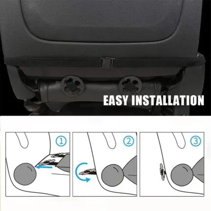 SanQing, huse de lux din piele PU pentru scaune spate auto, pernă protectoră pentru podelele scaunelor din spate auto, compatibile cu 90% din vehicule, 4 sezoane (spate negru)