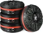 Set de 4 huse pentru anvelope Adiwo, huse de protecție pentru anvelope 13-18 inci, cu mâner de transport, anvelope de iarnă, anvelope de vară, husă de protecție, depozitare anvelope pentru transport și depozitare curate, negru, S (diametru 66 cm)