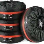 Huse anvelope – Set de 4 huse cauciucuri 13-18 inch Set de 4 huse pentru anvelope Adiwo, huse de protecție pentru anvelope 13-18 inci, cu mâner de transport, anvelope de iarnă, anvelope de vară, husă de protecție, depozitare anvelope pentru transport și depozitare curate, negru, S (diametru 66 cm)