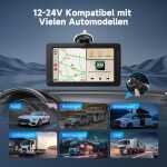 Alpinetech Afișaj auto Android și Carplay, Android de 7 inci cu cameră video spate, ecran tactil IPS, Bluetooth AUX FM, link oglindă, Siri, afișaj Buddy pentru toate vehiculele