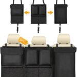 Organizator portbagaj auto URAQT, geantă de depozitare, geantă portbagaj auto, impermeabilă, multifuncțională, banchetă spate divizată cu multe buzunare, neagră, 101 cm x 46 cm