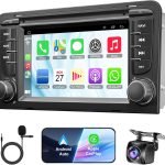 Radio Auto 2+32GB pentru Audi A3 S3 RS3 2003–2012 cu CarPlay și Android Auto Wireless, Sistem Android 13, Ecran IPS de 7 Inch cu GPS, Control Vocal, Cameră de Marșarier, Bluetooth 5.2 Hands-Free, WiFi