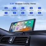 Avylet Ecran Wireless CarPlay de 9,26 inci pentru Apple CarPlay și Android Car, Cameră auto 4K cu cameră video spate 1080P IP67 CarPlay, Hartă 64GB, Actualizări OTA, Navigație GPS, Bluetooth 5.0, Mirror Link, FM