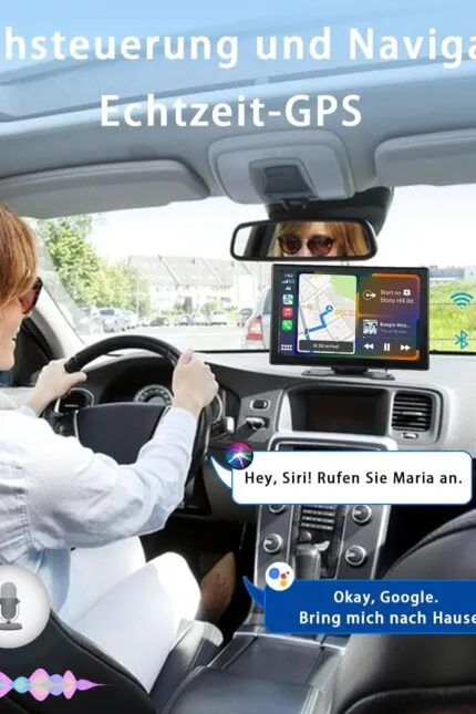 Plimpton Ecran auto de 9 inch cu Carplay wireless și Android Car, ecran tactil IPS inteligent, receptor media digital cu Mirror Link, navigație live, BT, AUX, L2