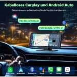 LAMTTO Wireless CarPlay Android Car, Radio auto portabil de 9,26 inci cu cameră frontală/spate 2.5K + 1080P, ecran Carplay pentru mașină cu 64G TF, Bluetooth, navigație, Mirror Link, Siri/G00gle, AUX/FM