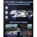 Ecran auto Android Apple Carplay de 10,26 inch cu cameră video reglabilă 2.5K, față/spate, Driveplay wireless cu cameră de mers înapoi, radio auto Carplay cu Bluetooth, link oglindă, 64G TF