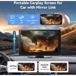 Ecran auto Android Carplay de 9 inch cu ecran tactil, ecran Carplay wireless, ecran auto Android cu AUX/FM, navigație GPS, Siri, Mirror Link, Bluetooth pentru toate vehiculele