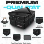 Organizator portbagaj auto FORTEM, geantă portbagaj, organizator portbagaj auto pliabil cu compartimente, bază antiderapantă, curele de siguranță reglabile, capac pliabil (negru, standard)