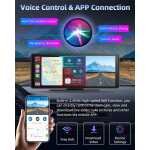 Ecran auto Android Apple Carplay de 10,26 inch cu cameră video reglabilă 2.5K, față/spate, Driveplay wireless cu cameră de mers înapoi, radio auto Carplay cu Bluetooth, link oglindă, 64G TF