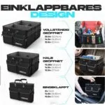 Organizator portbagaj auto FORTEM, geantă portbagaj, organizator portbagaj auto pliabil cu compartimente, bază antiderapantă, curele de siguranță reglabile, capac pliabil (negru, standard)