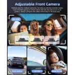 Ecran auto Android Apple Carplay de 10,26 inch cu cameră video reglabilă 2.5K, față/spate, Driveplay wireless cu cameră de mers înapoi, radio auto Carplay cu Bluetooth, link oglindă, 64G TF