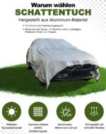 Plasă de umbrire auto Reskribe pentru câini 4 x 6 m - 24 m² Copertină din aluminiu, protecție UV și căldură, prelată de protecție solară auto, frânghie de nailon 10 m x 2, cleme de cablu x 100