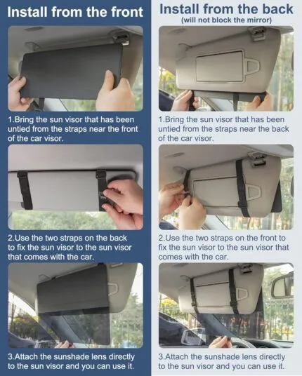 JGGDDU Extensie parasolar auto, parasolar pentru parbrize, geamuri laterale, cu lentilă magnetică de protecție solară din PC, protecție împotriva strălucirii, razelor UV, pentru o conducere sigură, negru
