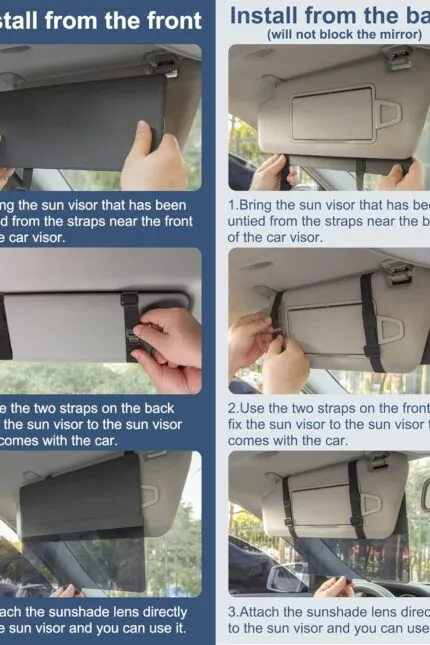 JGGDDU Extensie parasolar auto, parasolar pentru parbrize, geamuri laterale, cu lentilă magnetică de protecție solară din PC, protecție împotriva strălucirii, razelor UV, pentru o conducere sigură, negru