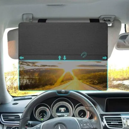 parasolar auto retractabil extensibil pentru parbriz si geamuri laterale, lentila polarizata anti-orbire, montaj rapid fara scule