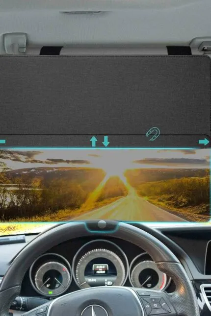 JGGDDU Extensie parasolar auto, parasolar pentru parbrize, geamuri laterale, cu lentilă magnetică de protecție solară din PC, protecție împotriva strălucirii, razelor UV, pentru o conducere sigură, negru
