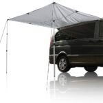 Copertină auto pentru autorulotă 260×240 cm, montată pe dubă, cu bețe telescopice Copertină auto pentru autorulotă 260x240 cm, montată pe dubă, cu bețe telescopice și protecție UV 50+ împotriva soarelui și ploii.