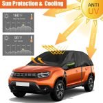 Opaltool Half Cover for 2010-2023 Dacia Duster, Black Tailored Car Garage, Soft Top Half Cover with Adjustable Hooks and Ear Caps
