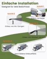Copertină pentru rulotă Ezcasch 300 x 240 cm, set copertină pentru autorulote cu protecție solară și etanșare impermeabilă, inclusiv stâlpi x 3, țevi x 2 etc.