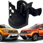 Suport auto pentru pahare CraVeDRIVE, cu ventilație rotundă | Compatibil cu Dacia Duster 2 etc. | Suport auto negru pentru ventilație