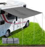 Copertină pentru rulotă Ezcasch 300 x 240 cm, set copertină pentru autorulote cu protecție solară și etanșare impermeabilă, inclusiv stâlpi x 3, țevi x 2 etc.