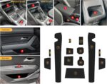 LFOTPP Compatibil cu Dacia Duster 3 III 2024 2025 Set Covorașe Antiderapante din Cauciuc, Suport pentru Băuturi Consolă Centrală, Covorașe Antipraf, Antiderapante, Accesorii Duster III P1310 (Negru)