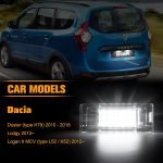 OZ-LAMPE 2 x Becuri LED pentru plăcuța de înmatriculare Dacia Duster Dacia Lodgy Dacia Logan II MCV, iluminare LED cu Canbus fără erori, 6000 K 2835 SMD