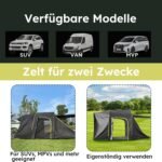Cort auto spate pentru 2-3 persoane, Cort auto cu hayon și copertină supradimensionată, Cort auto 300 x 150 x 210 cm cu verandă extensibilă, Cort spate SUV - Asamblare rapidă, Coloană de apă pentru cort auto de 4000 mm