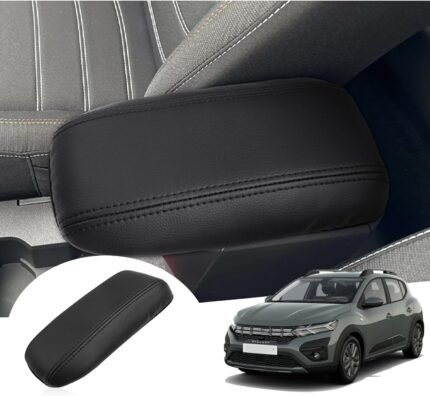 GAFAT Dacia Sandero 3/Stepway 3/Dacia Jogger 2021-2024 2025 Centre Armrest Cover, Centre Console Armrest Protection, PU Microfibre Leather Padding (Black)