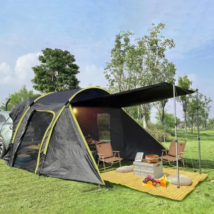 Cort auto spate pentru 2-3 persoane, Cort auto cu hayon și copertină supradimensionată, Cort auto 300 x 150 x 210 cm cu verandă extensibilă, Cort spate SUV - Asamblare rapidă, Coloană de apă pentru cort auto de 4000 mm