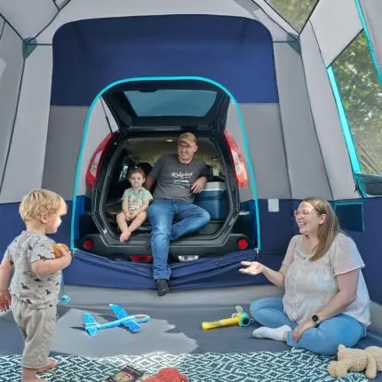 Cort spate TIMBER RIDGE pentru 5 persoane cu verandă cu plasă de protecție și baldachin, cort de camping SUV pentru furgonetă sau mașină, include husă de ploaie și geantă de depozitare, 397 cm x 305 cm x 220 cm